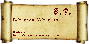 Bénics Vénusz névjegykártya